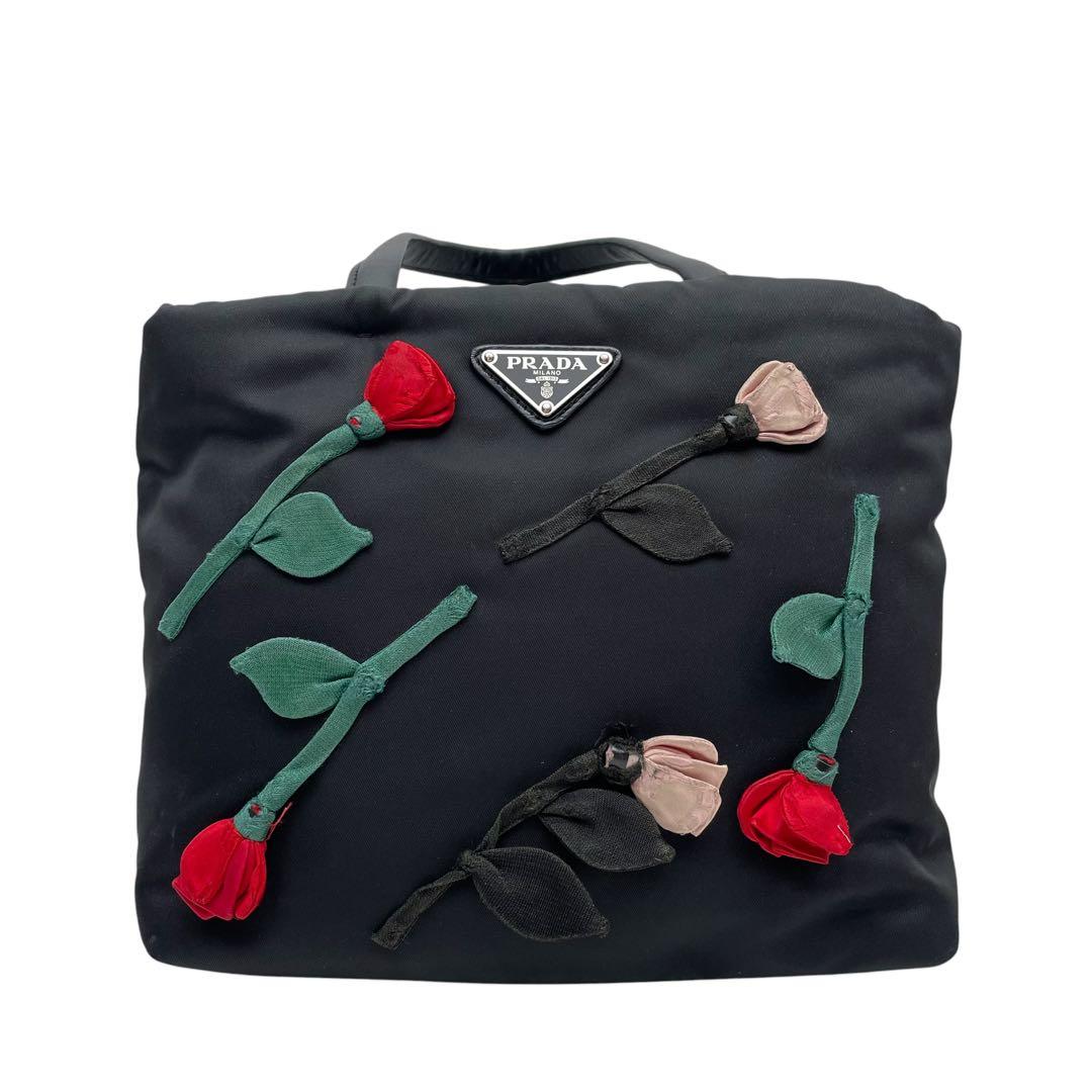Prada Nylon Leather Flower Shoulder Bag 2-Way — view 7