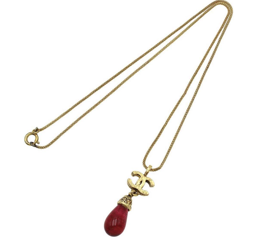 Chanel Coco Mark Teardrop Gripoix Necklace