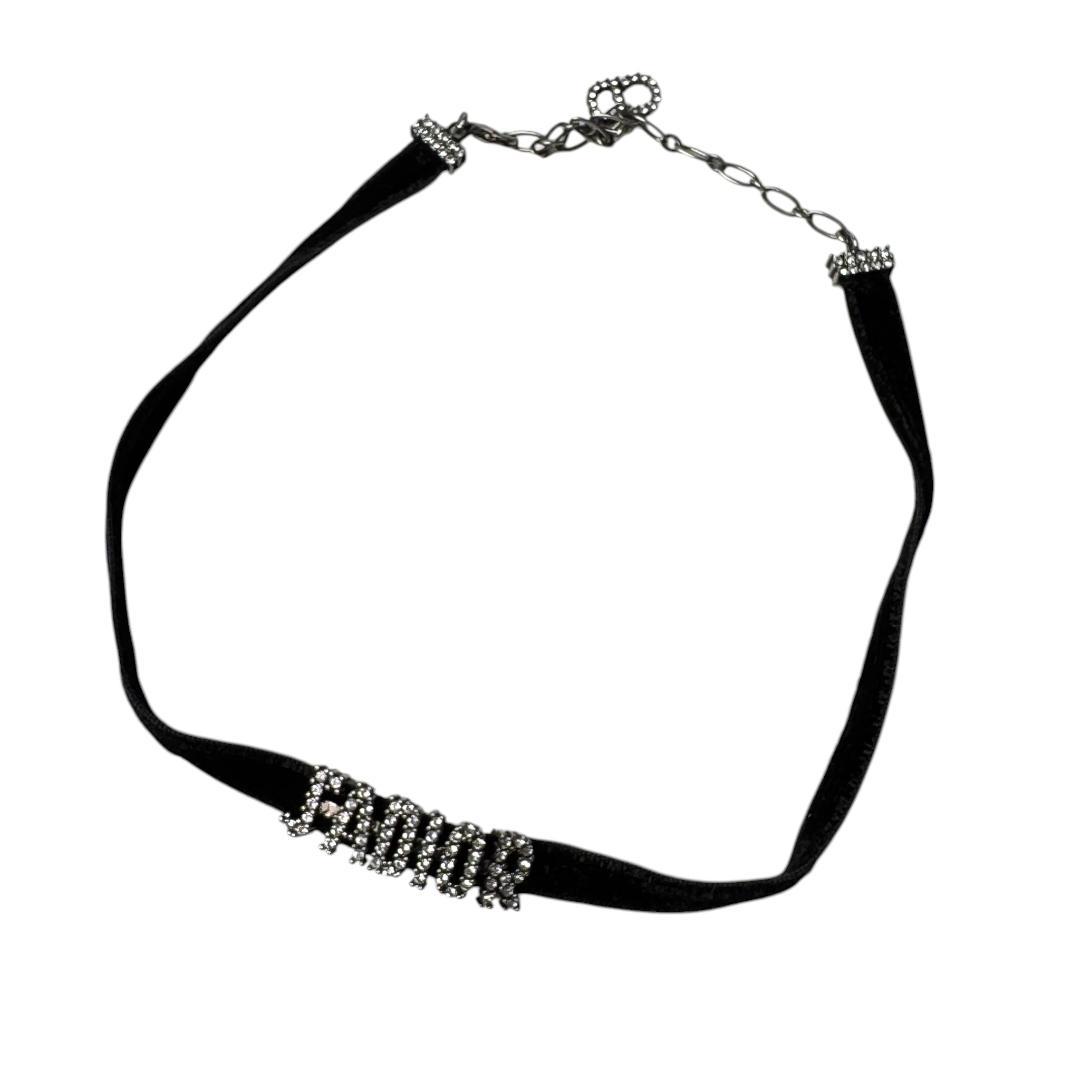 Dior J'adior Logo Choker Rhinestone Velvet Necklace — view 3