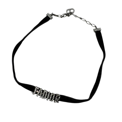 Dior J'adior Logo Choker Rhinestone Velvet Necklace — view 3