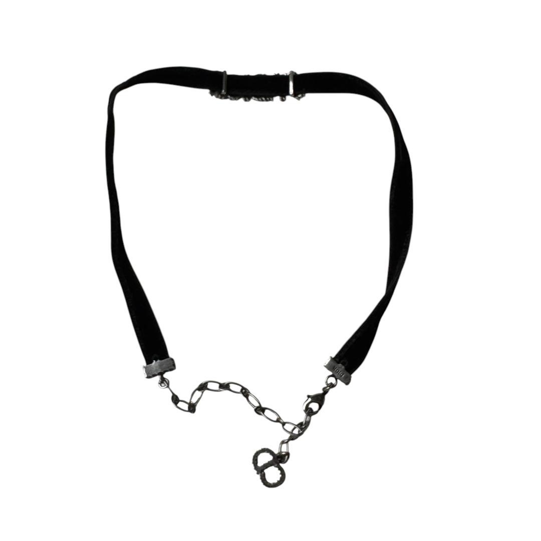 Dior J'adior Logo Choker Rhinestone Velvet Necklace — view 4