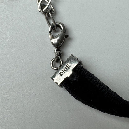 Dior J'adior Logo Choker Rhinestone Velvet Necklace — view 7
