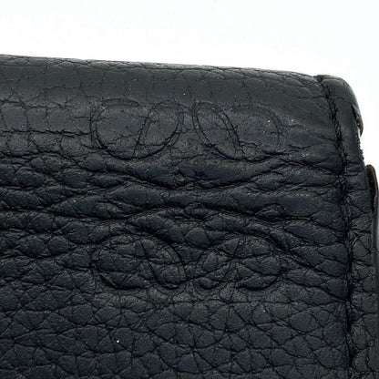 Loewe Long Wallet Folded Anagram Shape Pressed Leather Black