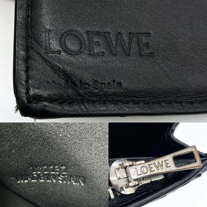 Loewe Long Wallet Folded Anagram Shape Pressed Leather Black