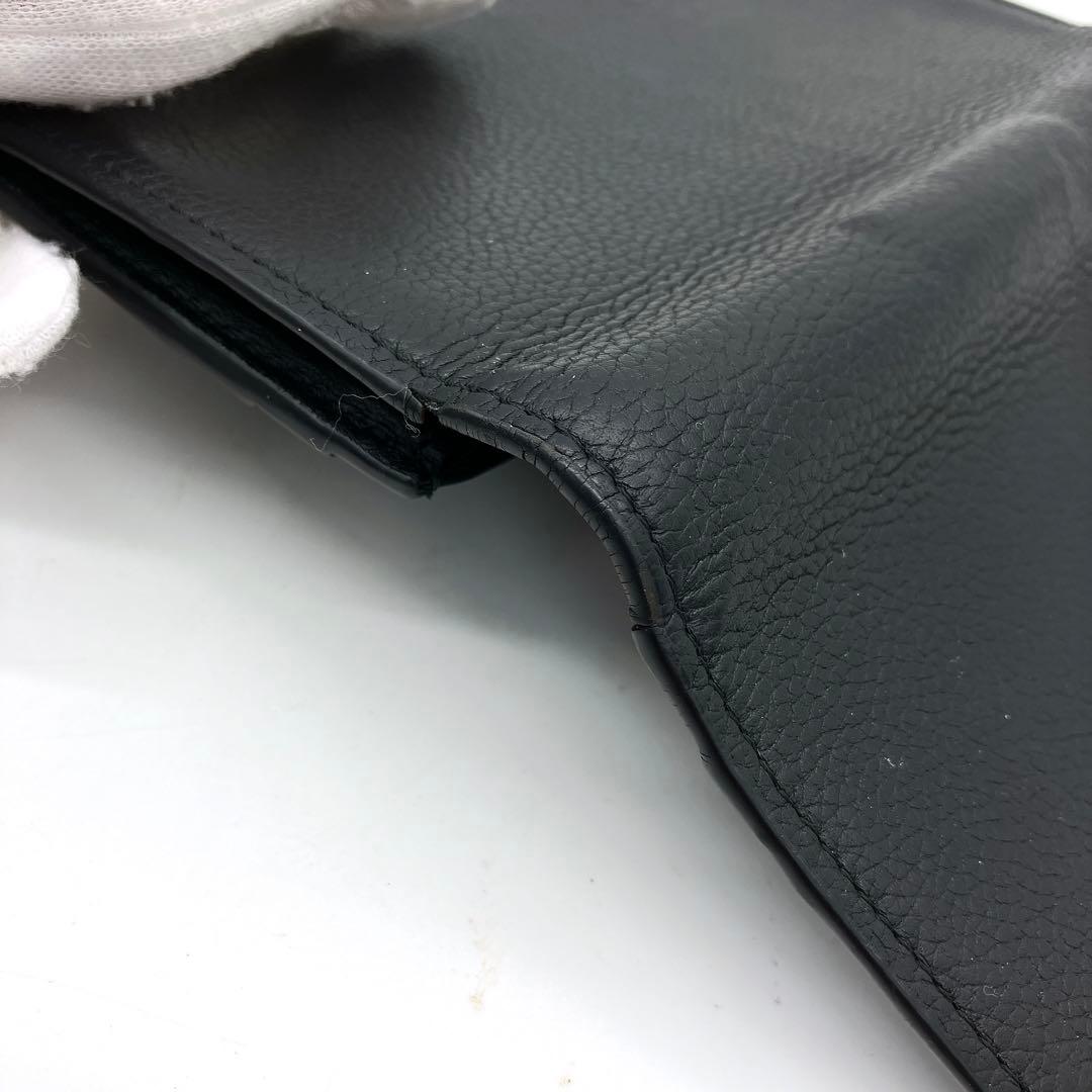 Loewe Long Wallet Folded Anagram Shape Pressed Leather Black