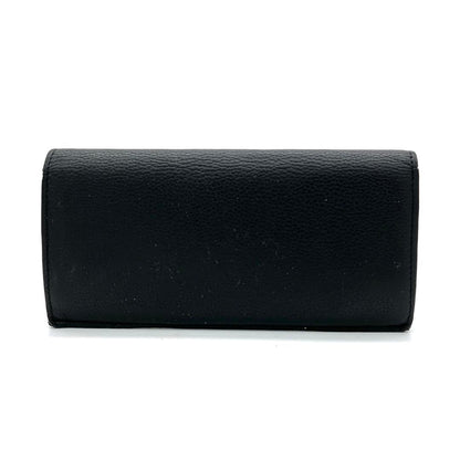 Loewe Long Wallet Folded Anagram Shape Pressed Leather Black