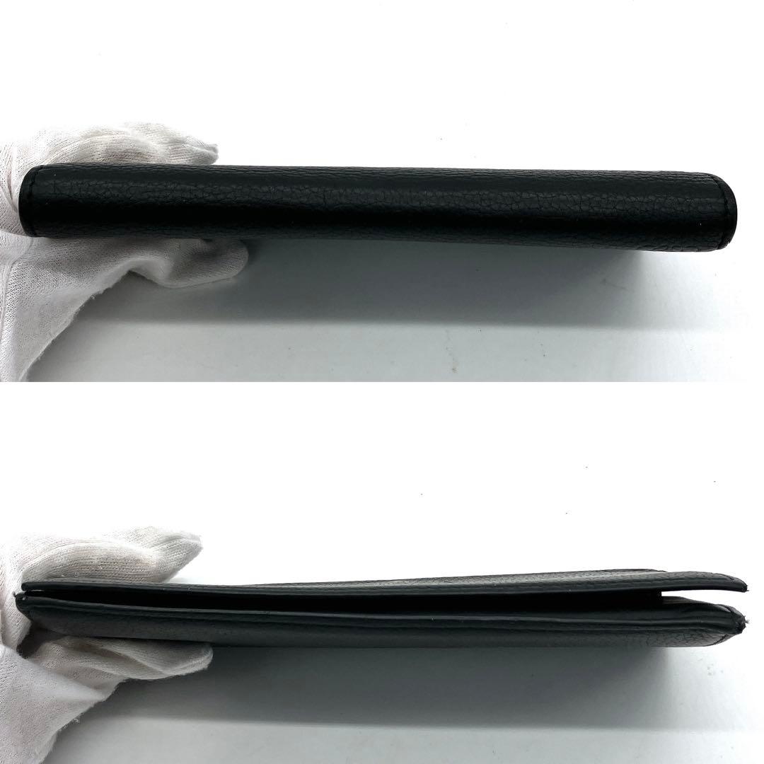 Loewe Long Wallet Folded Anagram Shape Pressed Leather Black