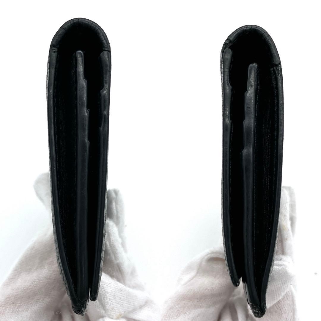 Loewe Long Wallet Folded Anagram Shape Pressed Leather Black