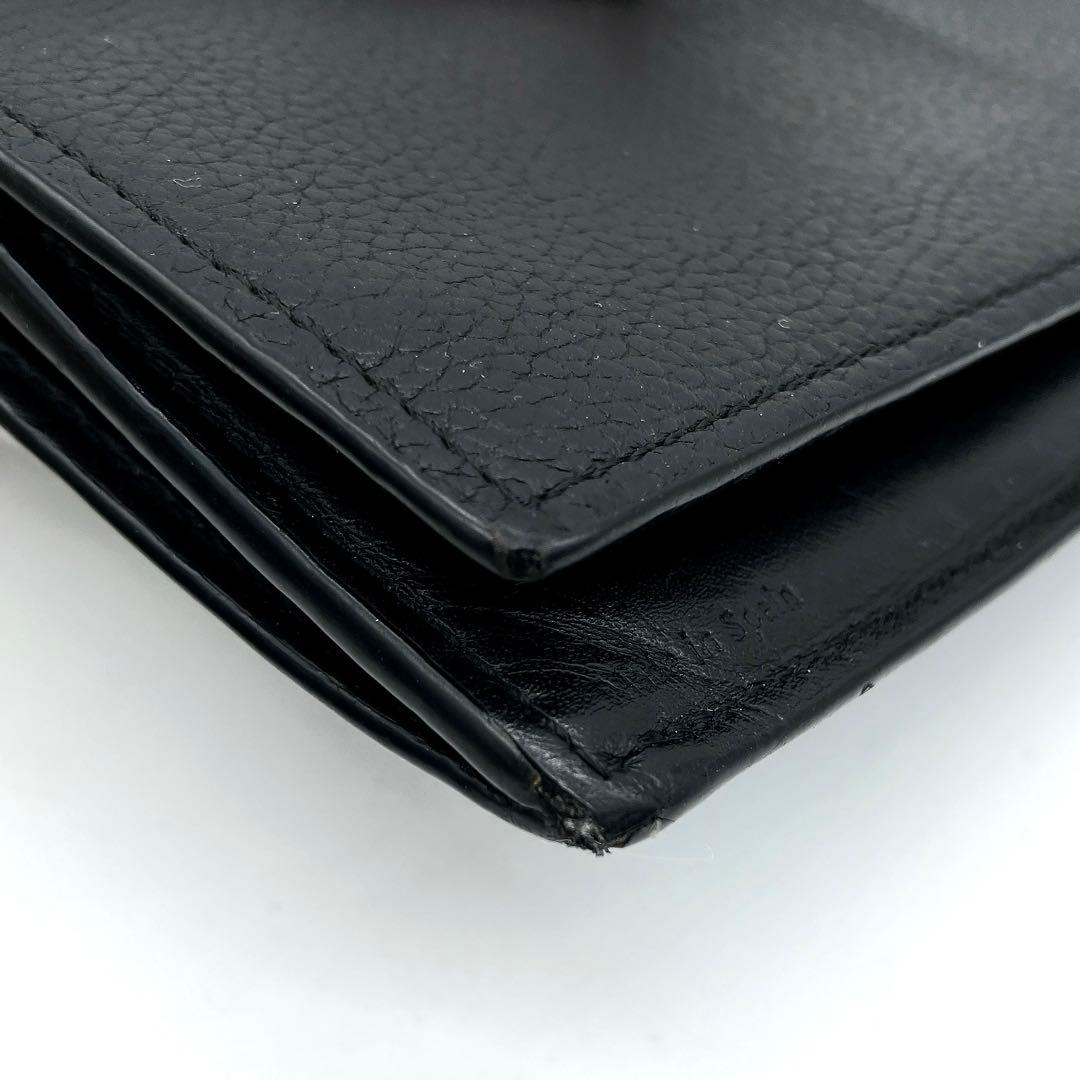 Loewe Long Wallet Folded Anagram Shape Pressed Leather Black