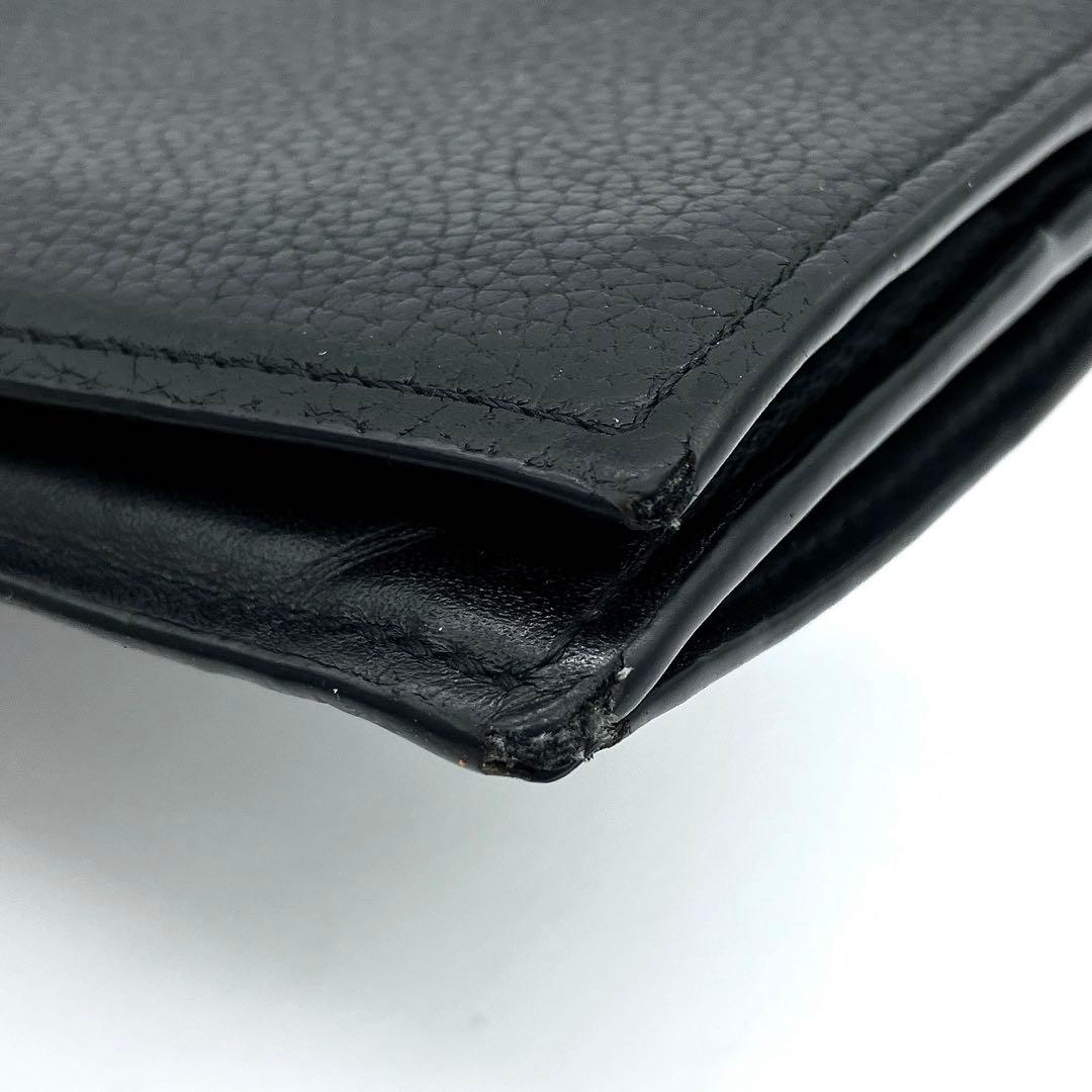 Loewe Long Wallet Folded Anagram Shape Pressed Leather Black