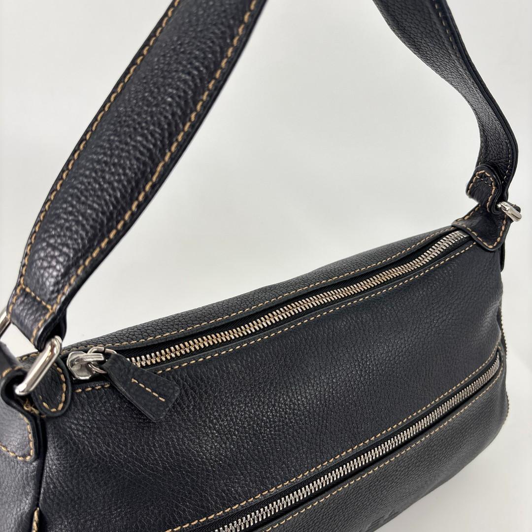 Chanel Super Logo Shoulder Bag Fringe Tassel Leather Black — view 7
