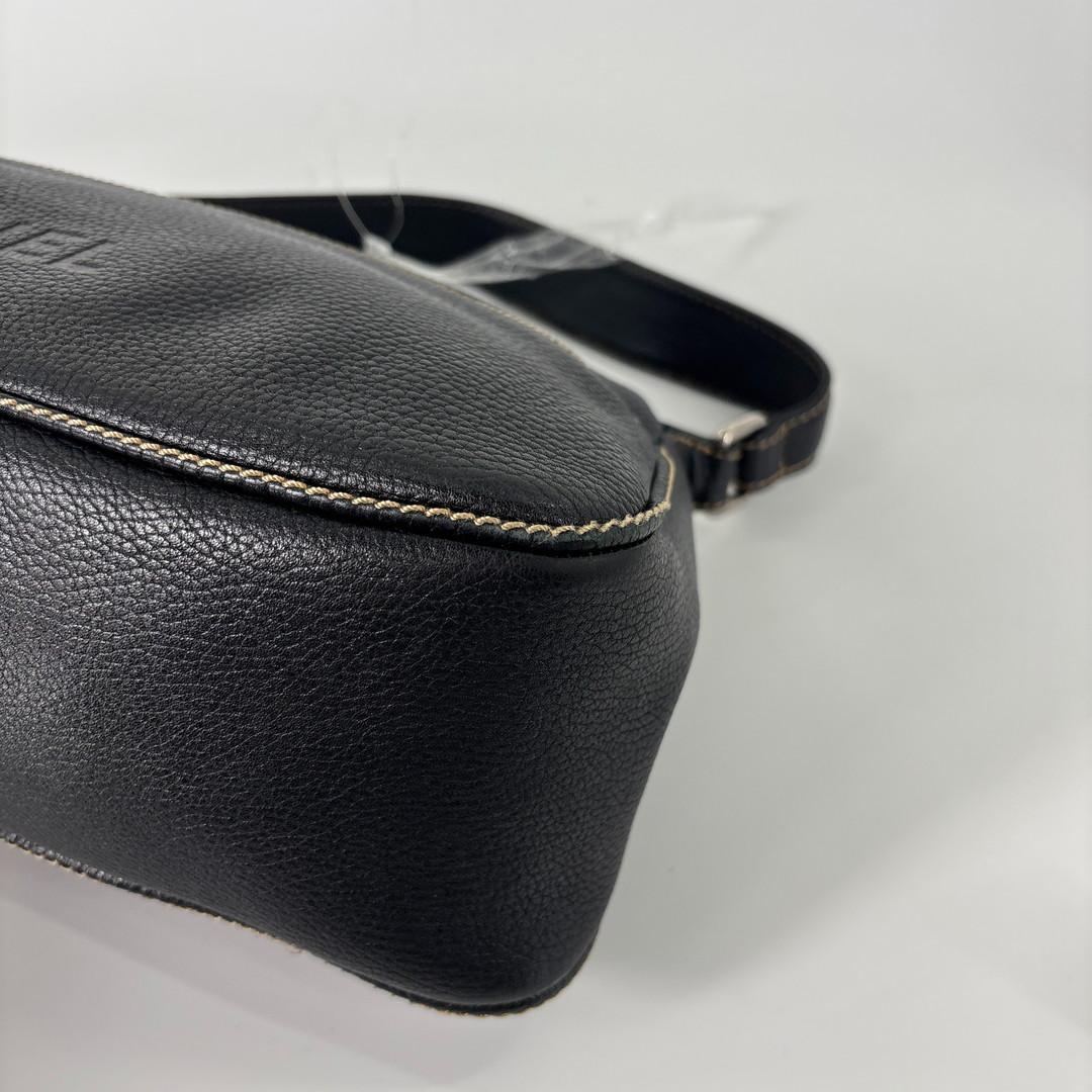 Chanel Super Logo Shoulder Bag Fringe Tassel Leather Black — view 9