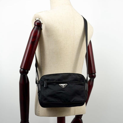 Prada Nylon Camera Bag Triangle Black — view 5