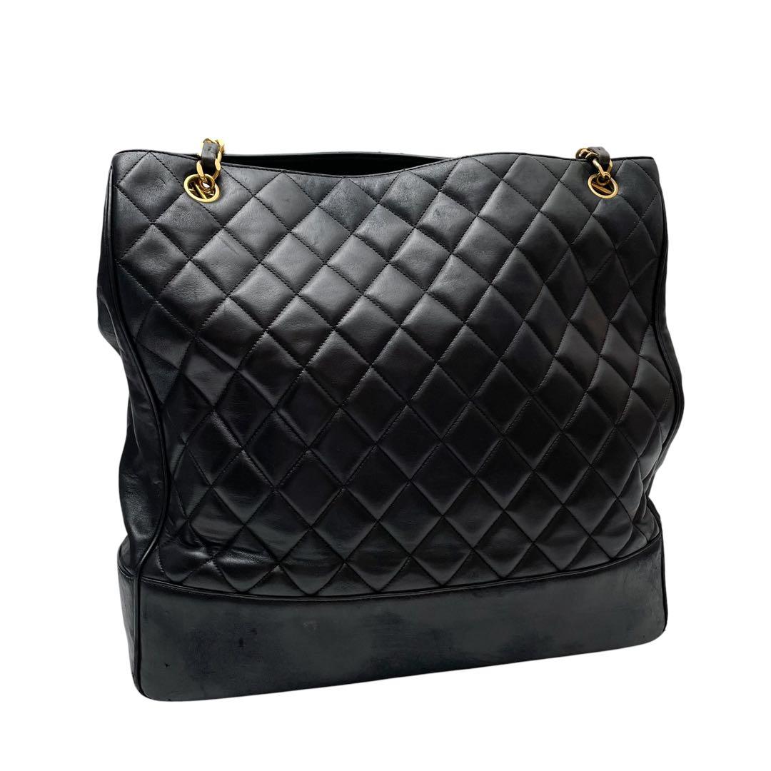 Chanel Quilted Lambskin Chain Shoulder Tote Black — view 2