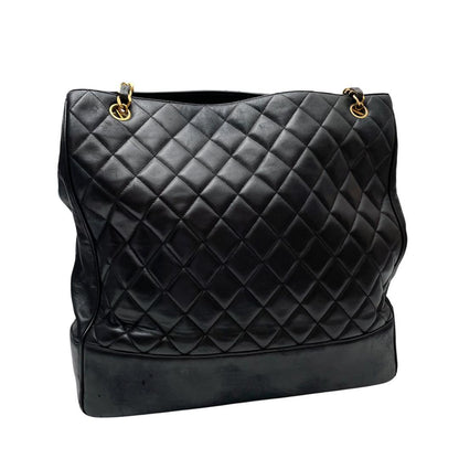 Chanel Quilted Lambskin Chain Shoulder Tote Black — view 2