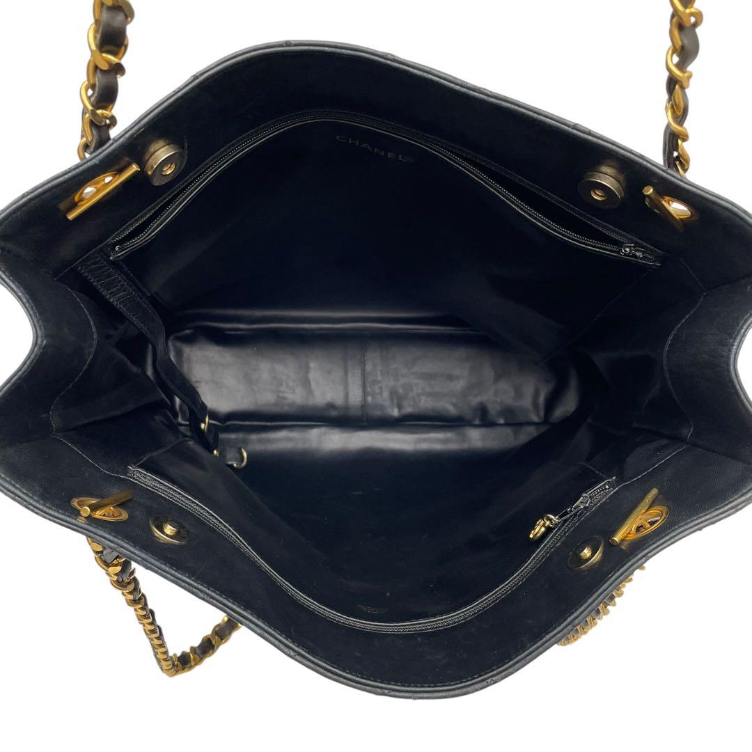 Chanel Quilted Lambskin Chain Shoulder Tote Black — view 7