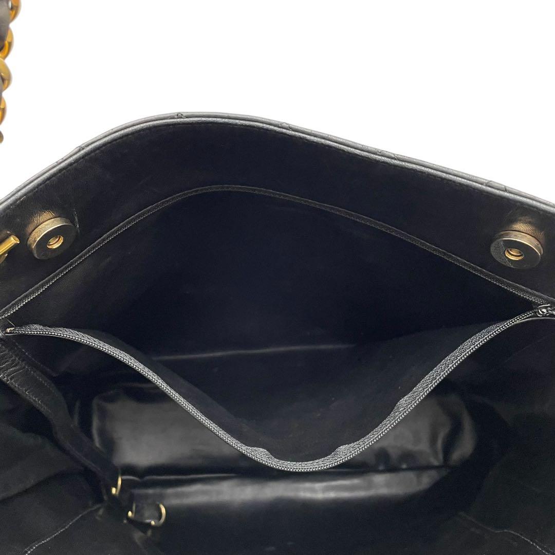Chanel Quilted Lambskin Chain Shoulder Tote Black — view 8