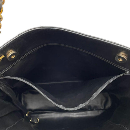 Chanel Quilted Lambskin Chain Shoulder Tote Black — view 8