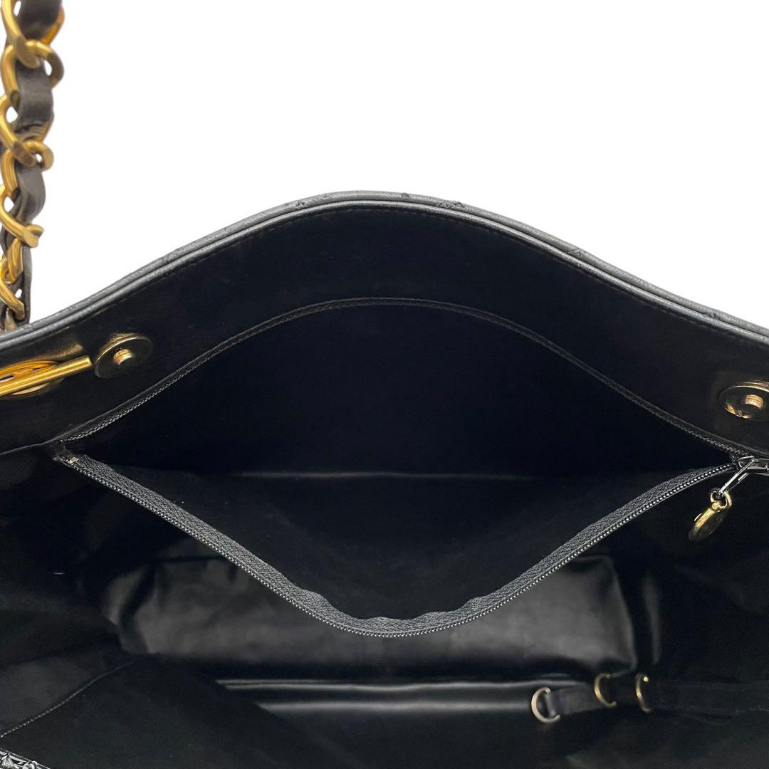 Chanel Quilted Lambskin Chain Shoulder Tote Black — view 9