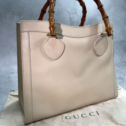 Gucci Diana Handbag Bamboo White Leather