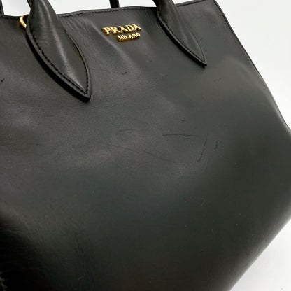 Prada 2-way Bag Bibliotheque Gold Hardware Leather Bi-color