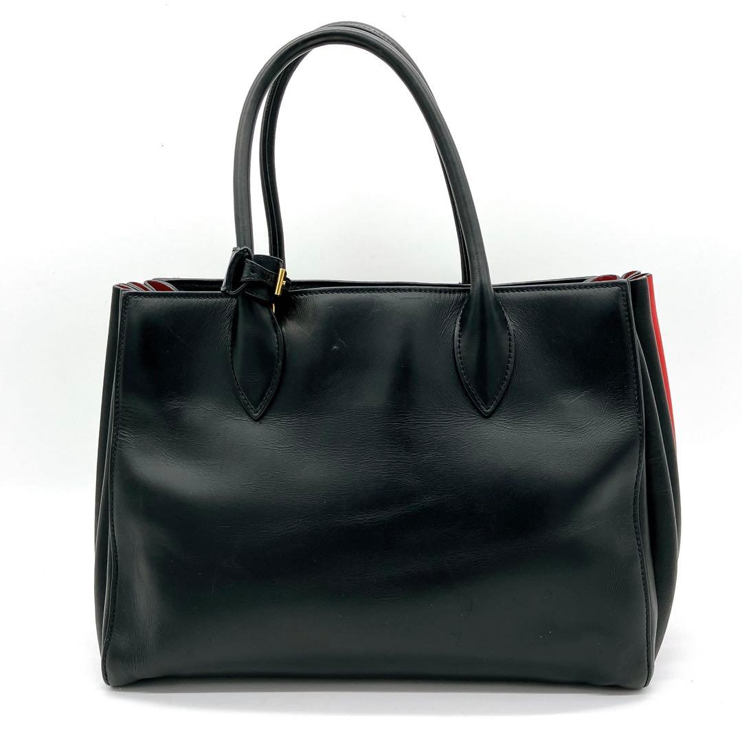 Prada 2-way Bag Bibliotheque Gold Hardware Leather Bi-color