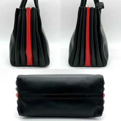 Prada 2-way Bag Bibliotheque Gold Hardware Leather Bi-color