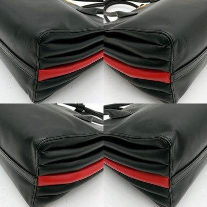 Prada 2-way Bag Bibliotheque Gold Hardware Leather Bi-color