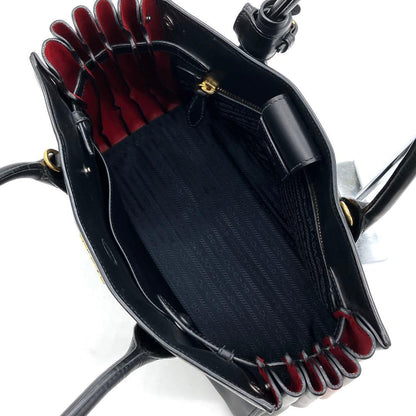 Prada 2-way Bag Bibliotheque Gold Hardware Leather Bi-color