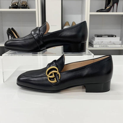 Gucci Leather Double G Ggmarmont Loafers Black