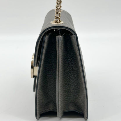 Gucci Interlocking Chain Shoulder Bag Gray Leather — view 4