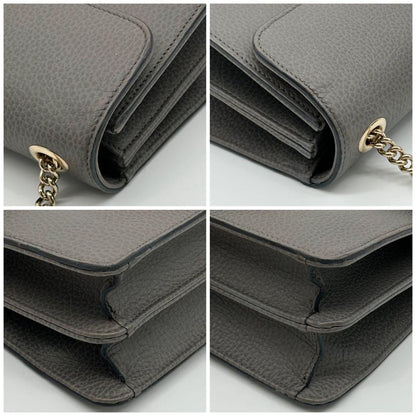 Gucci Interlocking Chain Shoulder Bag Gray Leather — view 9