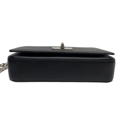 Prada Saffiano Leather Chain Shoulder Bag Black — view 5