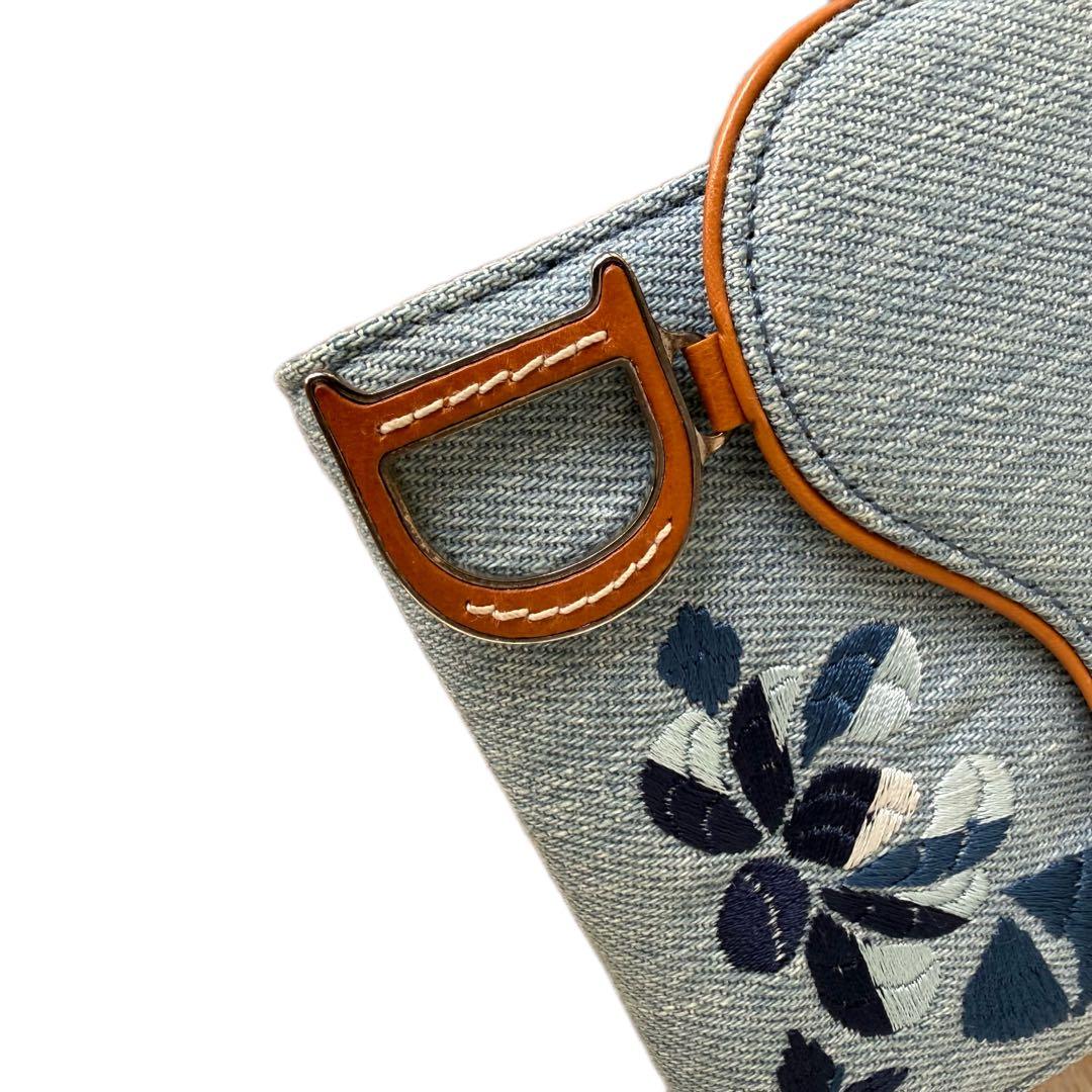 Dior John Galliano Era Denim Floral Embroidery Wallet — view 2