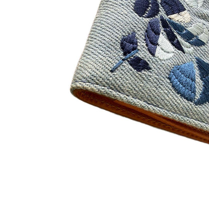 Dior John Galliano Era Denim Floral Embroidery Wallet — view 3