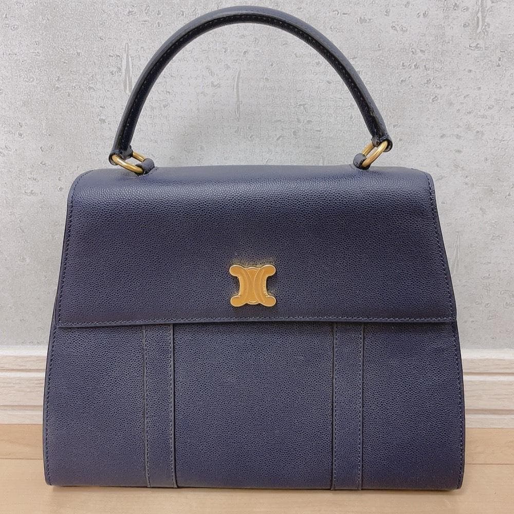 Celine Triomphe Leather 2-Way Handbag Blue — view 2