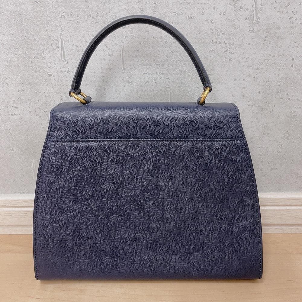Celine Triomphe Leather 2-Way Handbag Blue — view 3