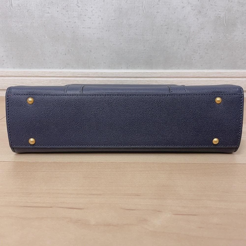 Celine Triomphe Leather 2-Way Handbag Blue — view 5