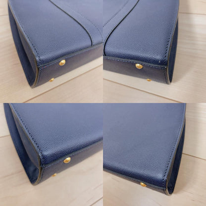 Celine Triomphe Leather 2-Way Handbag Blue — view 6
