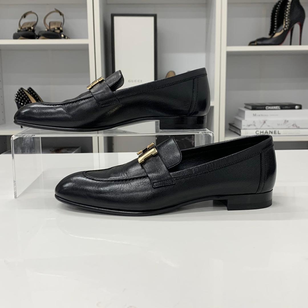 Hermes Paris H Leather Loafers Black — view 3