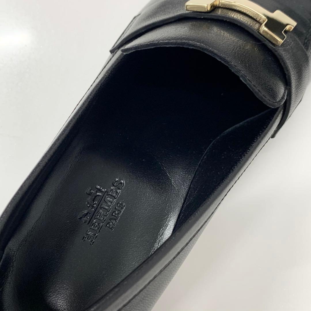 Hermes Paris H Leather Loafers Black — view 7