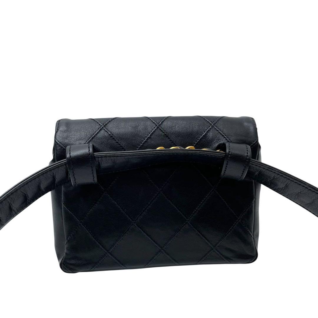 Chanel Bicolore Matelasse Waist Bag Pouch Coco Mark Black