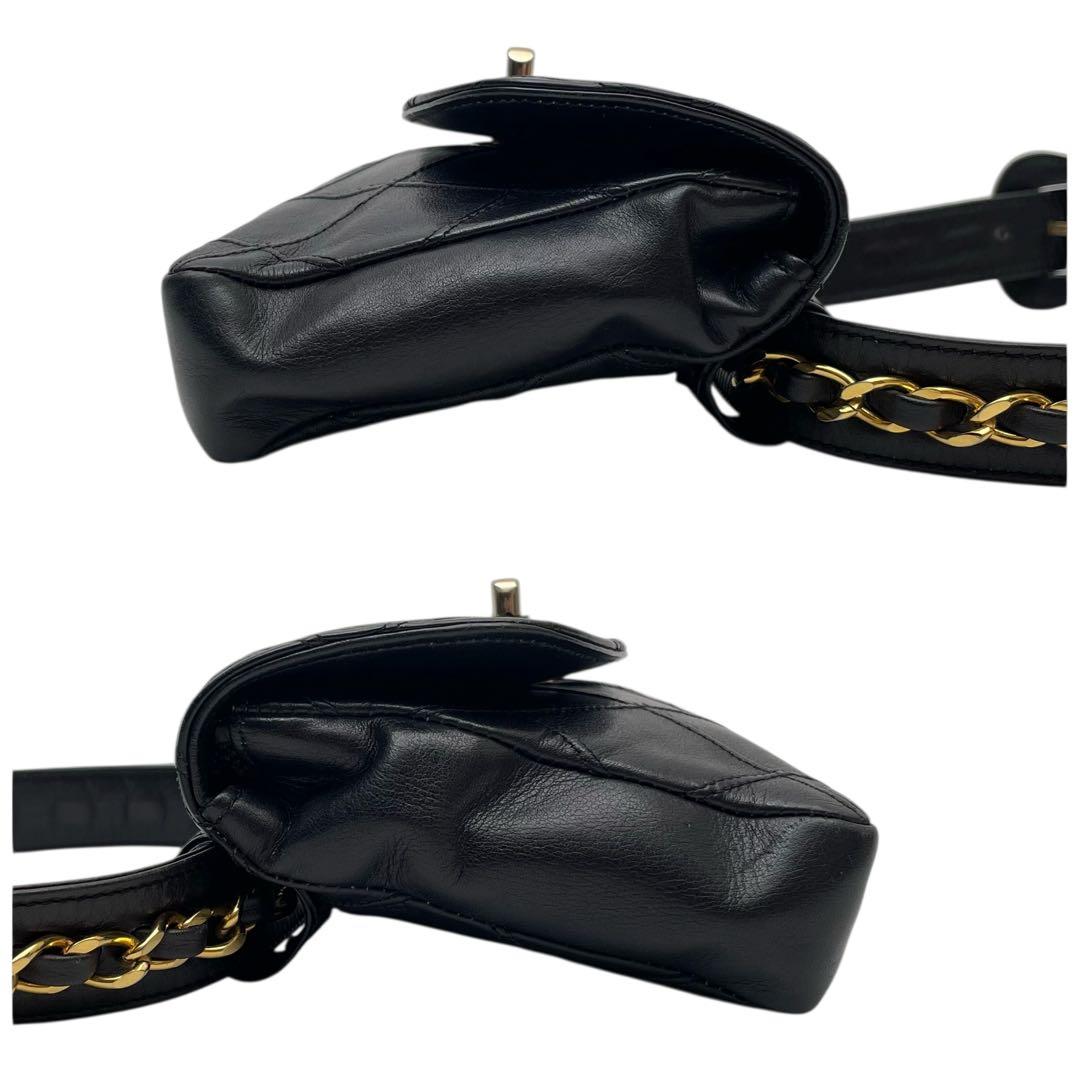 Chanel Bicolore Matelasse Waist Bag Pouch Coco Mark Black