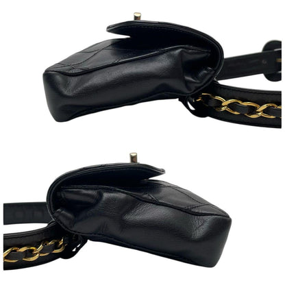 Chanel Bicolore Matelasse Waist Bag Pouch Coco Mark Black