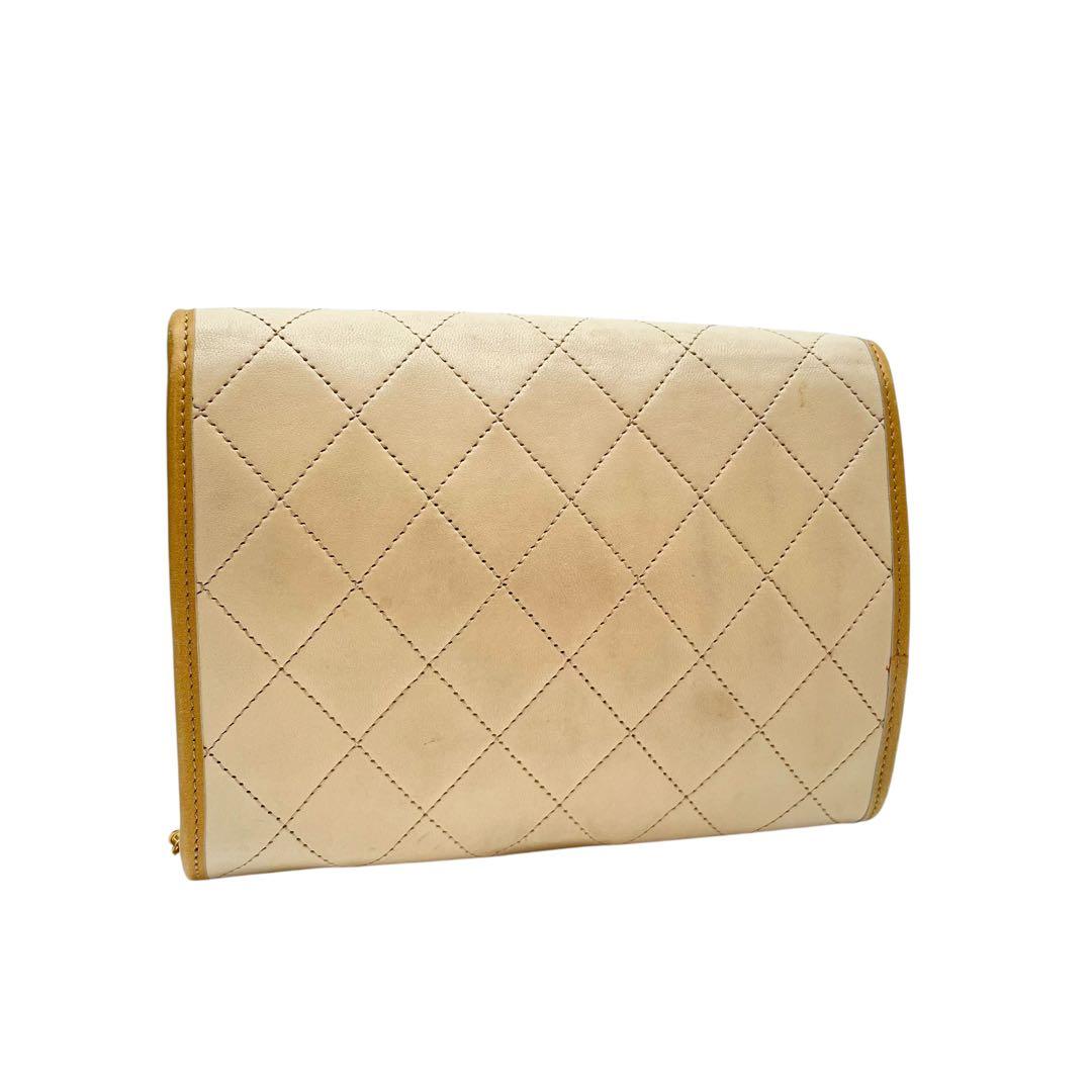 Chanel Mini Quilted Lambskin Chain Shoulder Bag Beige