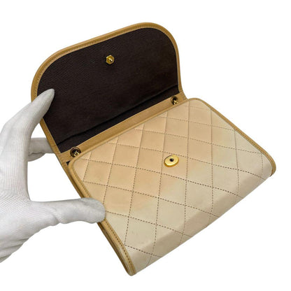 Chanel Mini Quilted Lambskin Chain Shoulder Bag Beige