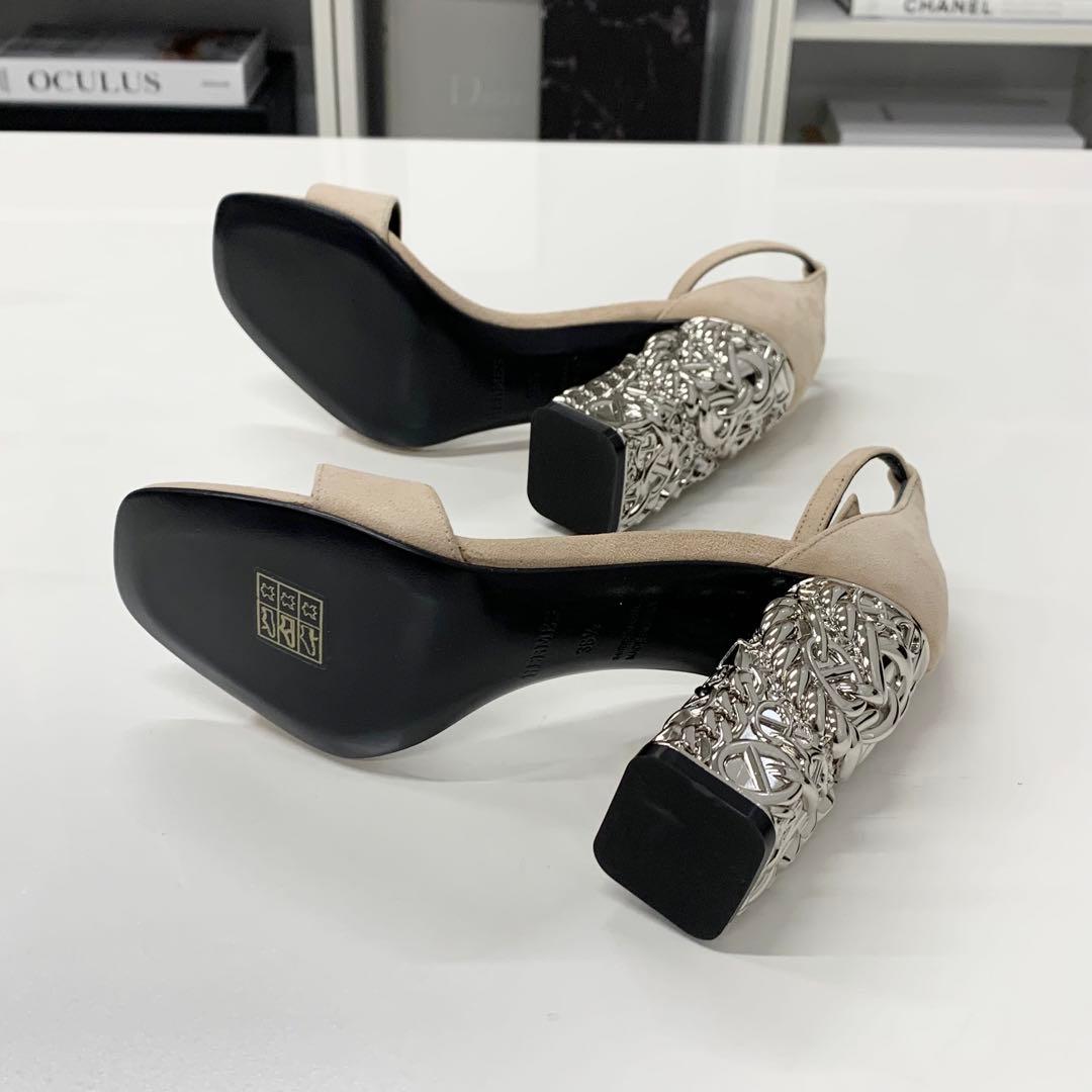 Hermes Glam 105 Suede Chaine D'ancre Metal Sandals — view 6