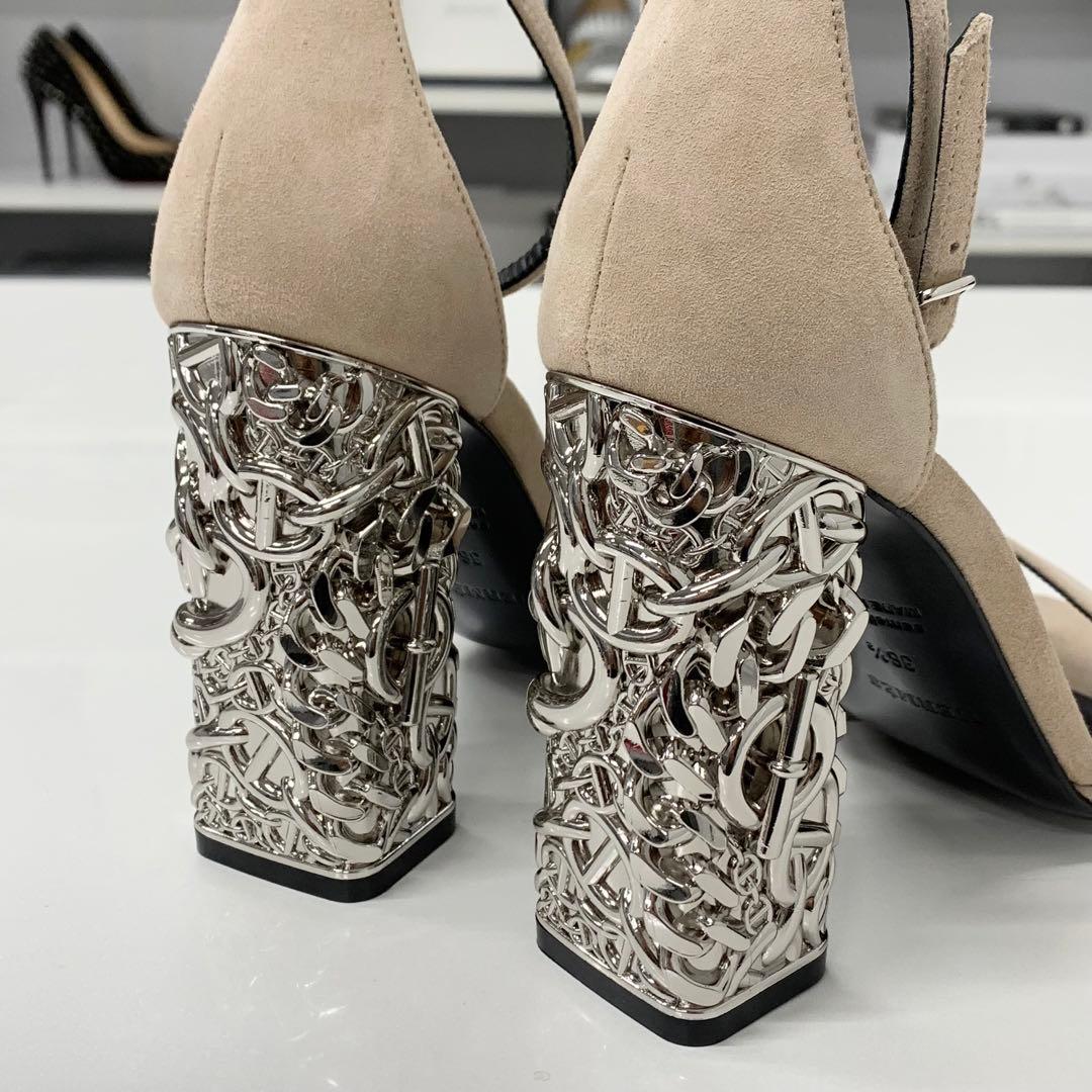 Hermes Glam 105 Suede Chaine D'ancre Metal Sandals — view 9