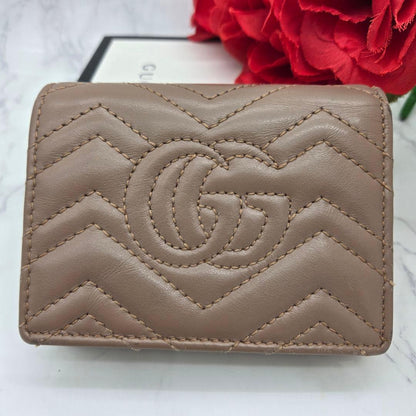 Gucci Bifold Wallet GG Marmont Quilted Pink