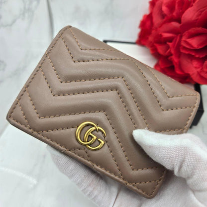 Gucci Bifold Wallet GG Marmont Quilted Pink